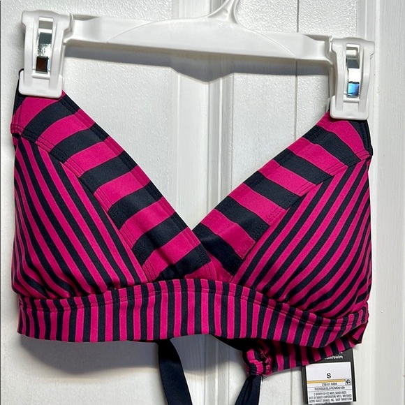 Mossimo Fuchsia Slate Strip Cross Back Spaghetti Strap Bikini Top Jr Size S NWT - Picture 1 of 4